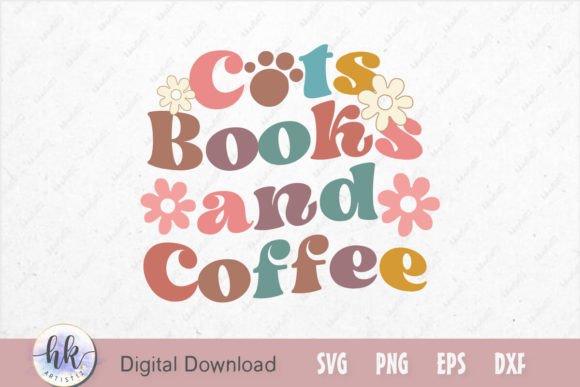 Cats Books and Coffee SVG: Graphics for Crafts