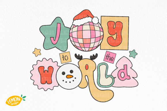 Retro Christmas Quote Joy to the World Graphics for Crafts