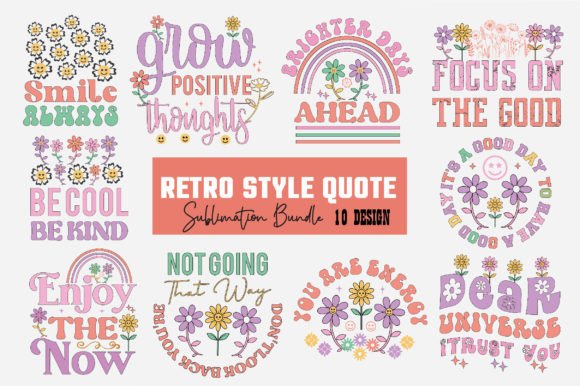 Retro Quote PNG Sublimation Bundle for T-Shirt Designs
