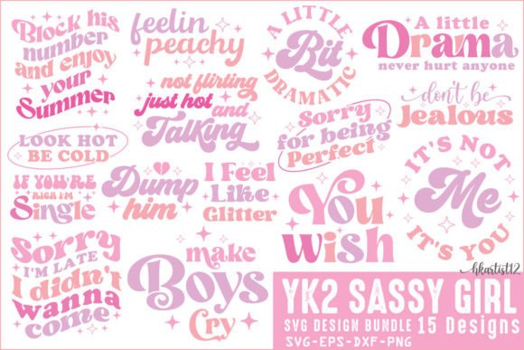Retro Yk2 Sassy Girl SVG Bundle for Crafts and Graphics